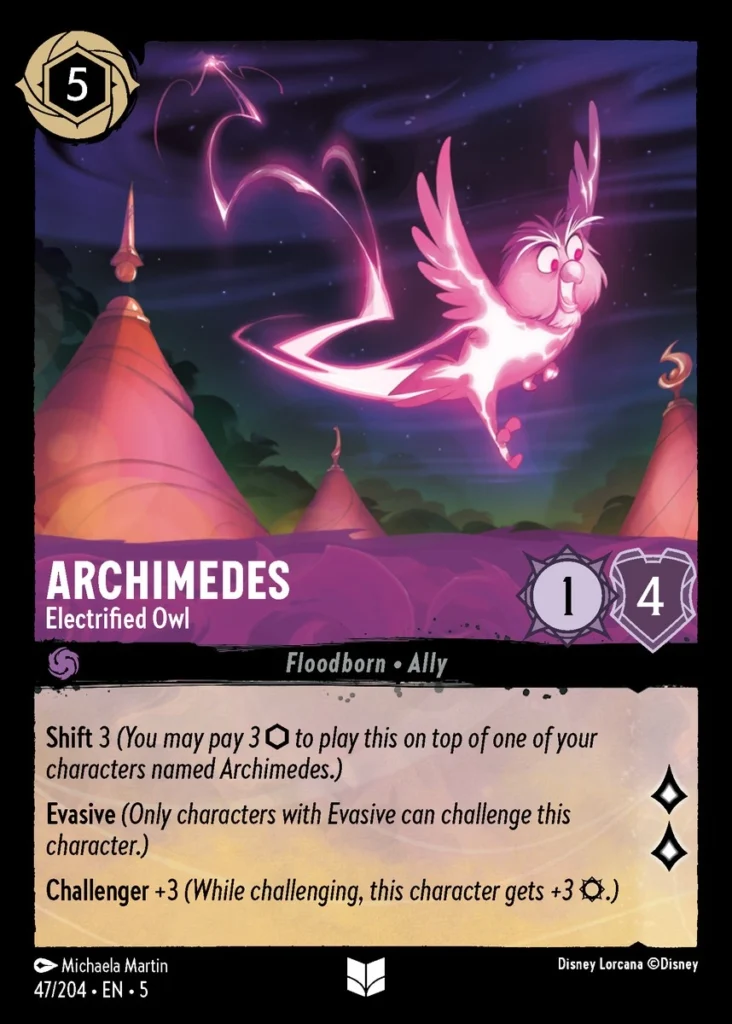 Archimedes Electrified Owl Lorcana Player