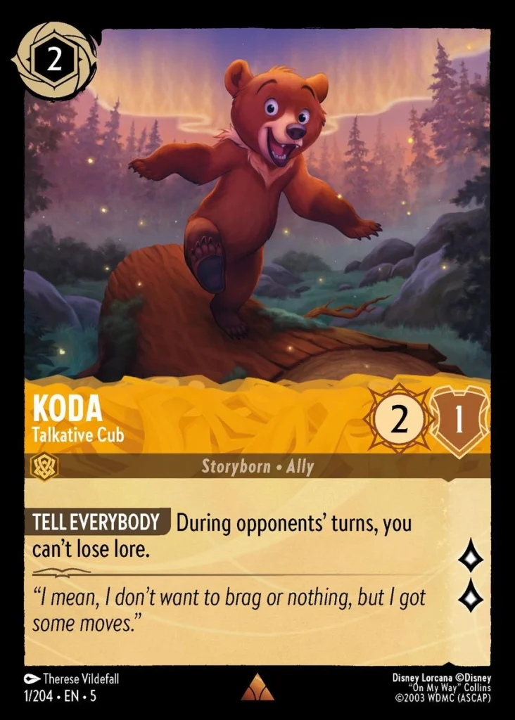 Koda Talkative Cub LQ Lorcana Player