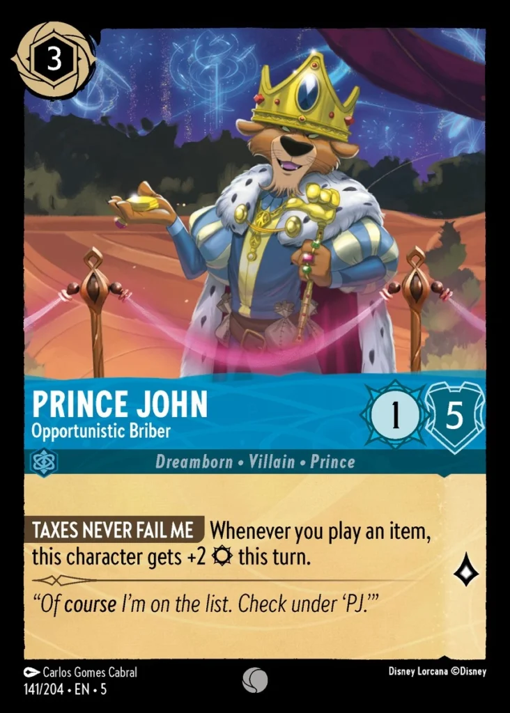 Prince John Opportunistic Briber Lorcana Player